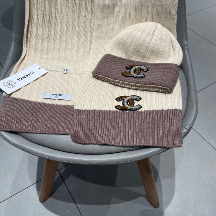 Chanel Womens Hats Luxury Brand Knit Hat Sarf Set with Original Box Whatsapp 【+1-3239614486】