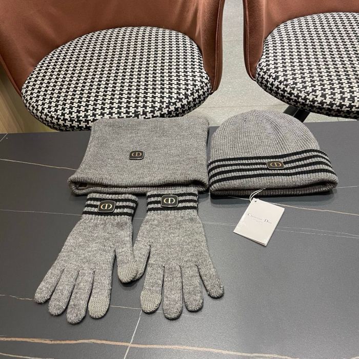 Dior Men Womens Knit Hat Scarf Gloves Set Luxury Brand Design Dior Cap with Original Box Whatsapp 【+1-3239614486】