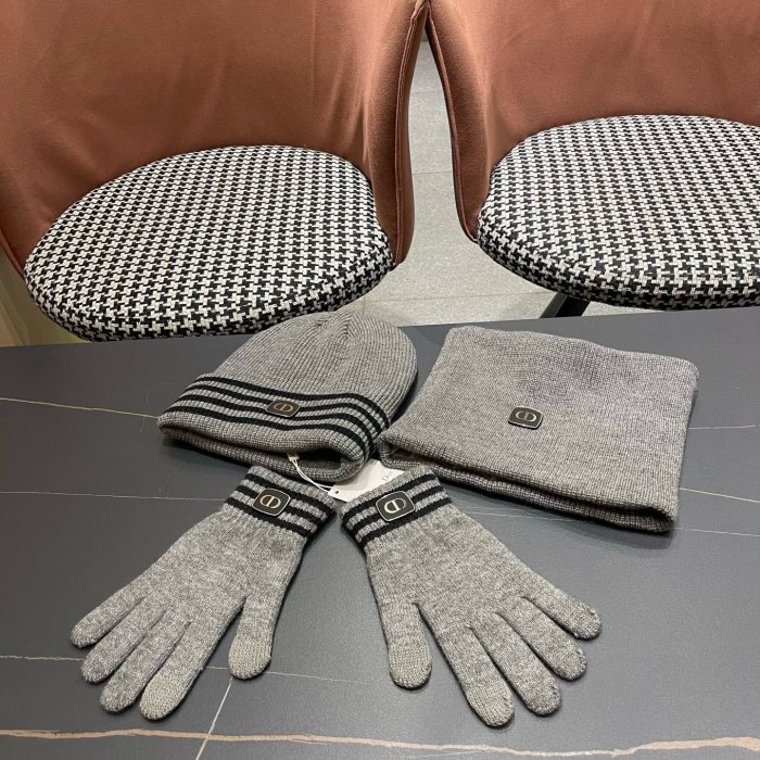 Dior Men Womens Knit Hat Scarf Gloves Set Luxury Brand Design Dior Cap with Original Box Whatsapp 【+1-3239614486】