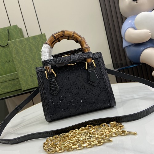 Gucci Womens Bags Shoulder Bag Luxury Brand Gucci Diana crystals small tote bag with Original Box whatsapp 【+1-3239614486】