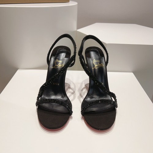 Christian Louboutin Womens Shoes Fashion Sandals Luxury Brand Black Rosalie 100 Heeled Sandals with Original Box whatsapp 【+1-3239614486】