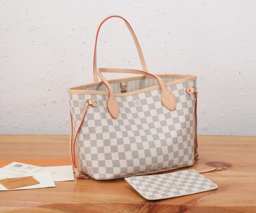 Louis Vuitton Womens Bags Handbags Luxury Brand Fashion Type Neverfull PM Bag Damier Azur Canvas N41362 whatsapp 【+1-3239614486】