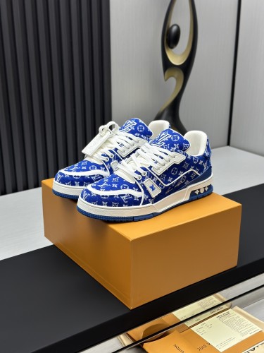 Louis Vuitton Mens Shoes Fashion Sneakers Design Luxury Brand LV TRAINER Skate SNEAKER Mix of materials with Original Box 1ABLXH Whatsapp 【+1-3239614486】