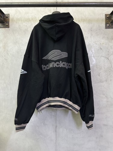 Balenciaga Womens Mens Long Sleeve Hoodie Sweatshirt Luxury Brand Mens Hoodies MEN'S 3B FOOTBALL POLO HOODIE IN BLACK/ANTHRACITE 827939TTVQ81066 Whatsapp【+1-3239614486】