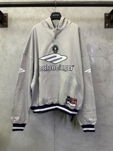 Balenciaga Womens Mens Long Sleeve Hoodie Sweatshirt Luxury Brand Mens Hoodies MEN'S 3B FOOTBALL POLO HOODIE IN GREY/WHITE  827939TTVQ81461 Whatsapp【+1-3239614486】