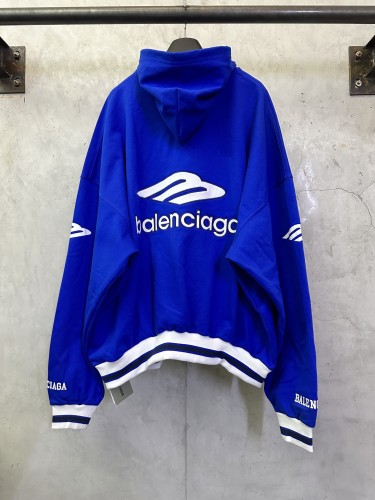 Balenciaga Womens Mens Long Sleeve Hoodie Sweatshirt Luxury Brand Mens Hoodies MEN'S 3B FOOTBALL POLO HOODIE IN ROYAL BLUE/WHITE 827939TTVQ84701 Whatsapp【+1-3239614486】