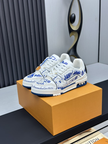 Louis Vuitton Mens Shoes Fashion Sneakers Design Luxury Brand LV TRAINER Skate SNEAKER Mix of materials with Original Box 1ABLXH Whatsapp 【+1-3239614486】