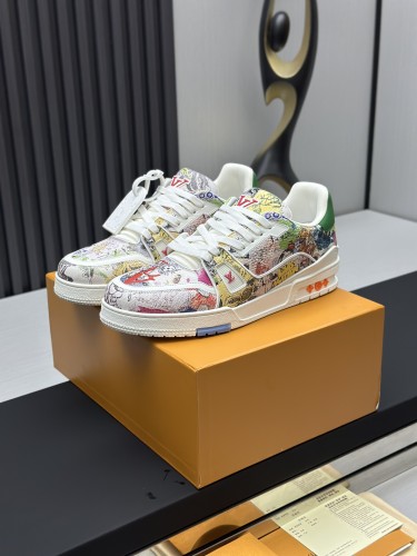 Louis Vuitton Mens Shoes Fashion Sneakers Design Luxury Brand LV TRAINER Skate SNEAKER Mix of materials with Original Box 1ABLXH Whatsapp 【+1-3239614486】