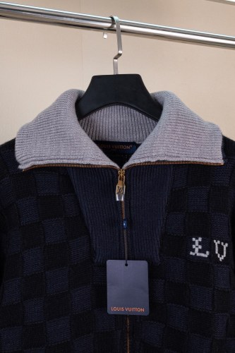 Louis Vuitton Men Womens Sweater Knitwear Luxury Brand Mens Damier Knit Blouson 1AJBVL Top Quality Whatsapp【+1-3239614486】