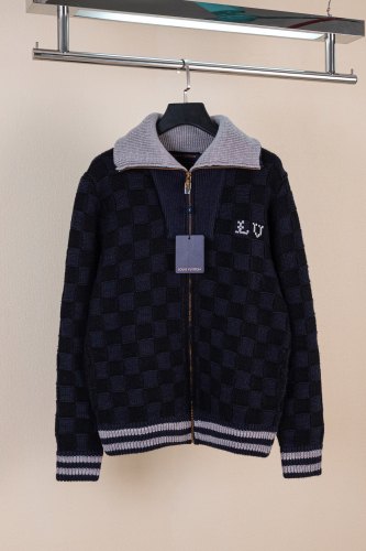 Louis Vuitton Men Womens Sweater Knitwear Luxury Brand Mens Damier Knit Blouson 1AJBVL Top Quality Whatsapp【+1-3239614486】