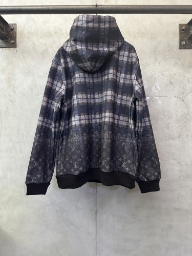 Louis Vuitton Womens Mens Sweatshirt Luxury Brand Mens Sweatshirts Monogram Faded Plaid Hoodie Whatsapp【+1-3239614486】