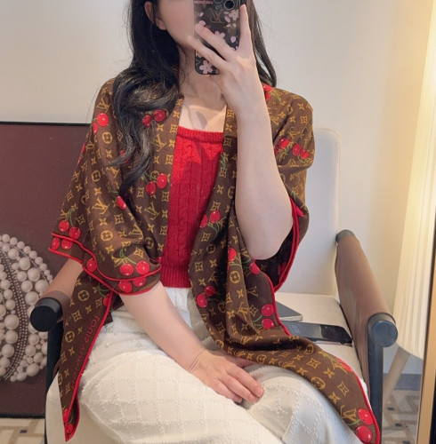 Louis Vuitton LV × TM Monogram Cerise Scarves Womens Fashion Scarf with Original Box Whatsapp【+1-3239614486】