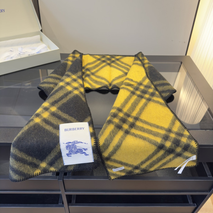 Burberry Scarves Men Womens Fashion Scarf Narrow Check Wool Scarf with Original Box Whatsapp【+1-3239614486】