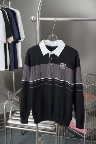 Louis Vuitton Mens Womens Sweaters Knitwear Monogram Jacquard Long-Sleeved Polo Shirt 1AGTMB Luxury Brand  Whatsapp【+1-3239614486】