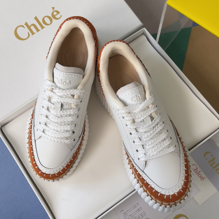 Chloe Chloé Womens Shoes Sneakers Luxury Brand 6.5cm Heel Nama Wedge Sneaker with Original Box Whatsapp【+1-3239614486】