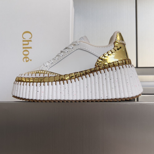 Chloe Chloé Womens Shoes Sneakers Luxury Brand 6.5cm Heel Nama Wedge Sneaker with Original Box Whatsapp【+1-3239614486】