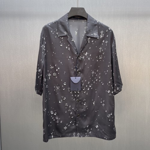 Louis Vuitton Mens Shirts Luxury Brand Mens Monogram Short-Sleeved Silk Shirt T1AJC38 op Quality Whatsapp 【+1-3239614486】