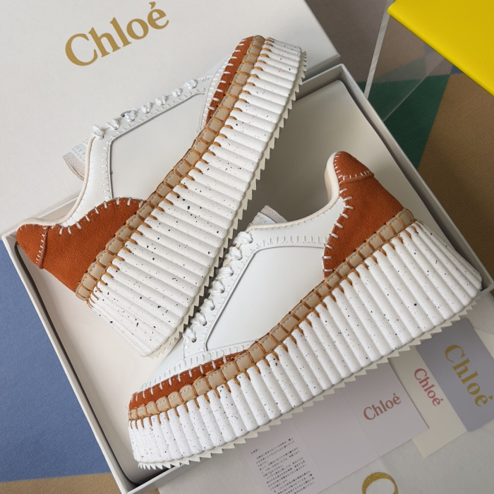 Chloe Chloé Womens Shoes Sneakers Luxury Brand 6.5cm Heel Nama Wedge Sneaker with Original Box Whatsapp【+1-3239614486】