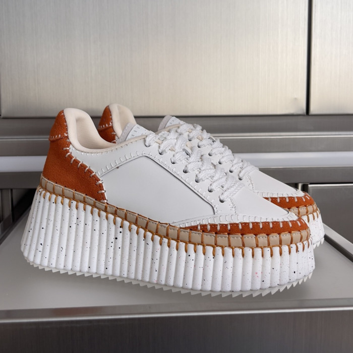 Chloe Chloé Womens Shoes Sneakers Luxury Brand 6.5cm Heel Nama Wedge Sneaker with Original Box Whatsapp【+1-3239614486】