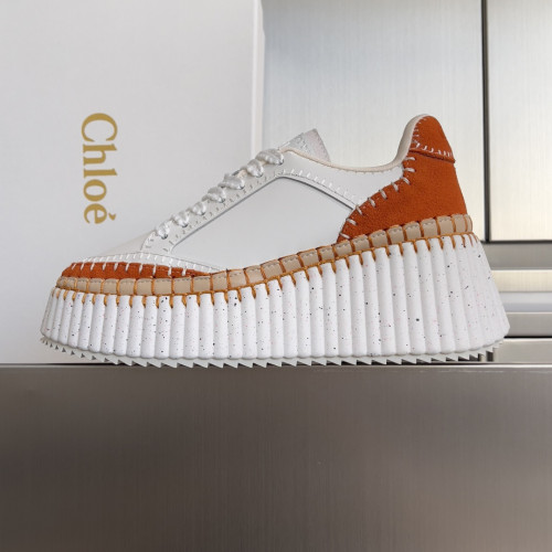 Chloe Chloé Womens Shoes Sneakers Luxury Brand 6.5cm Heel Nama Wedge Sneaker with Original Box Whatsapp【+1-3239614486】