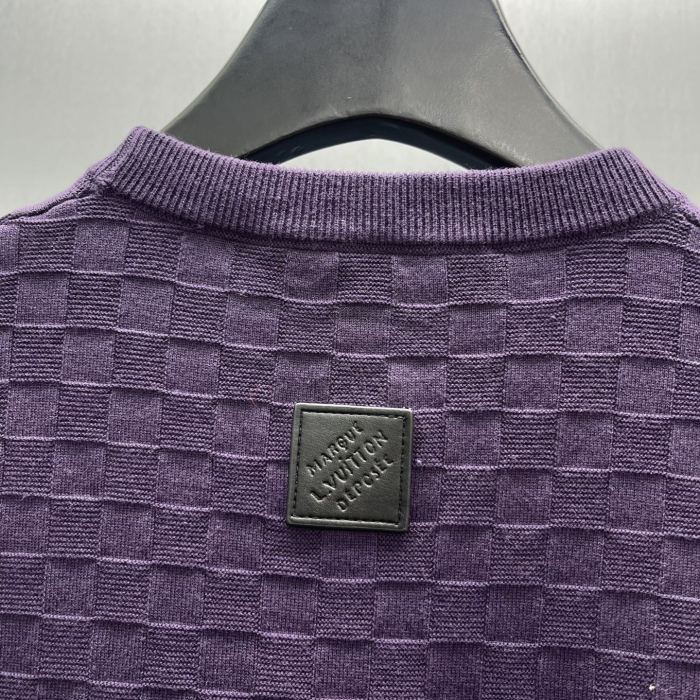 Louis Vuitton  Luxury Brand Men Womens Damier Jacquard Short-Sleeved Crewneck 1AJTVG Whatsapp 【+1-3239614486】