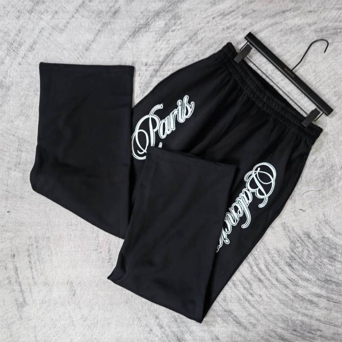 Balenciaga Luxury Brand Women Mens Pant MEN'S CURSIVE BAGGY PANTS IN BLACK/WHITE 846917TTVM86552 with Original Box Whatsapp 【+1-3239614486】