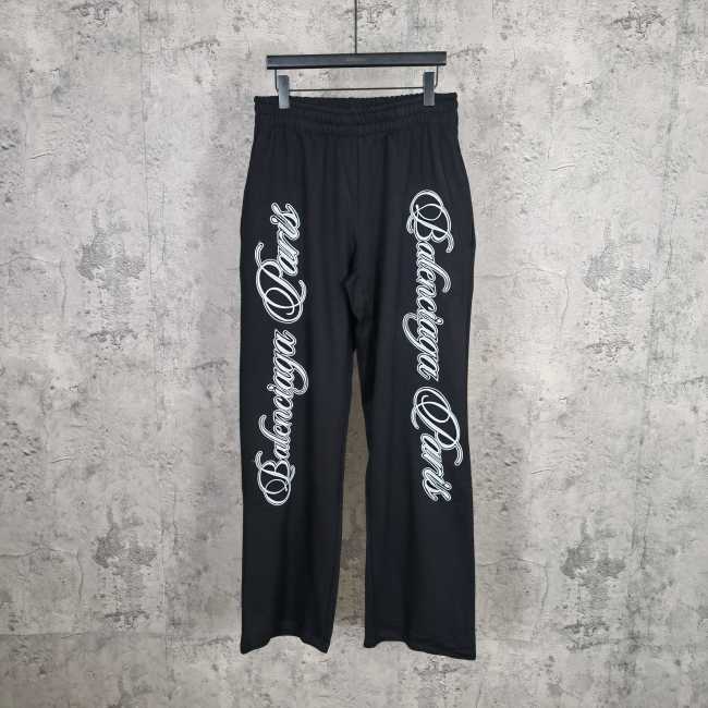 Balenciaga Luxury Brand Women Mens Pant MEN'S CURSIVE BAGGY PANTS IN BLACK/WHITE 846917TTVM86552 with Original Box Whatsapp 【+1-3239614486】