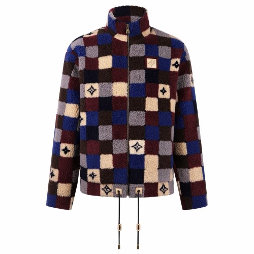 Louis Vuitton Men Jacket Coat Luxury Brand Mens Jackets Damier Fleece Blouson 1AJCAT Top Quality Whatsapp【+1-3239614486】
