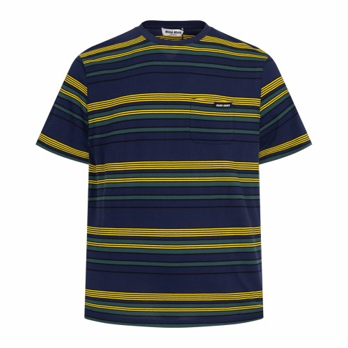 Miumiu Luxury Brand Womens Short Sleeve T-Shirt Women Striped jersey T-shirt Top Quality Whatsapp 【+1-3239614486】