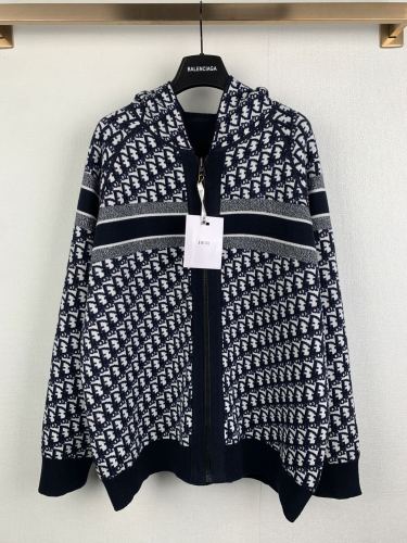 Dior Men Coat Jackets Luxury Brand Mens Denim Reversible Knit Zip Hoodie Coat Top Quality Whatsapp【+1-3239614486】