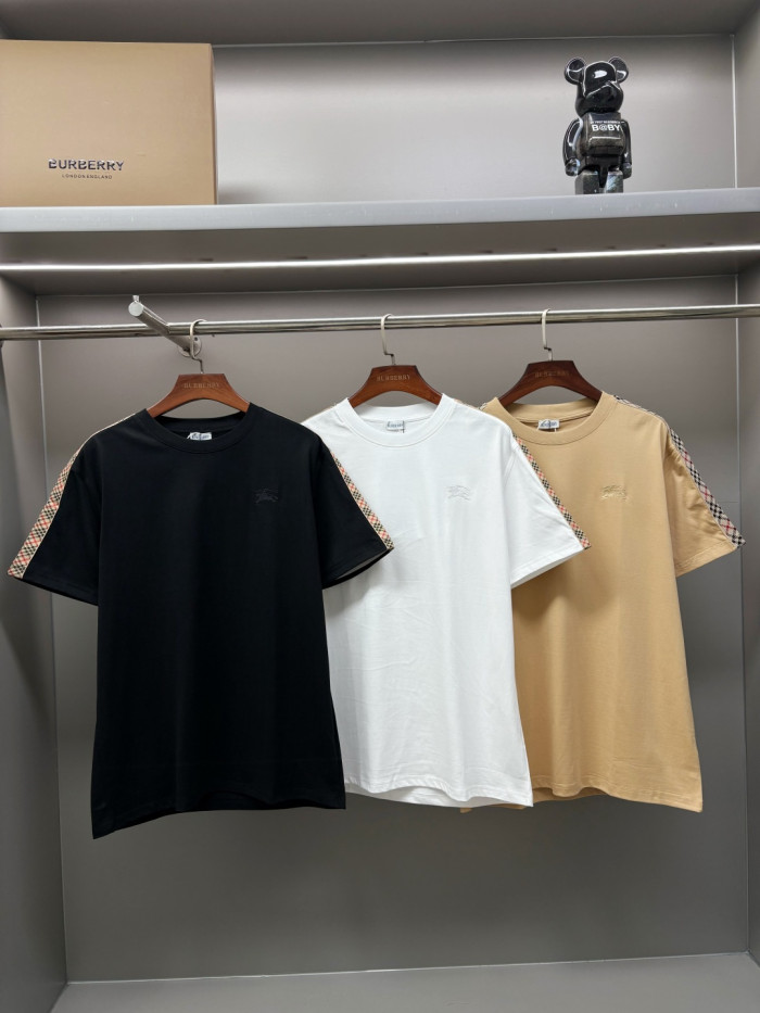 Burberry Luxury Brand Women Mens Short Sleeve T-Shirt Check Trim Cotton T-shirt 81062461 Whatsapp 【+1-3239614486】