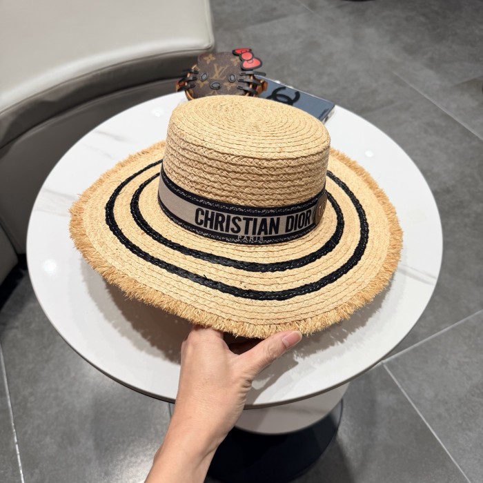 Dior Womens Raffia Straw Hat Luxury Brand Design Dior Cap with Original Box Whatsapp 【+1-3239614486】
