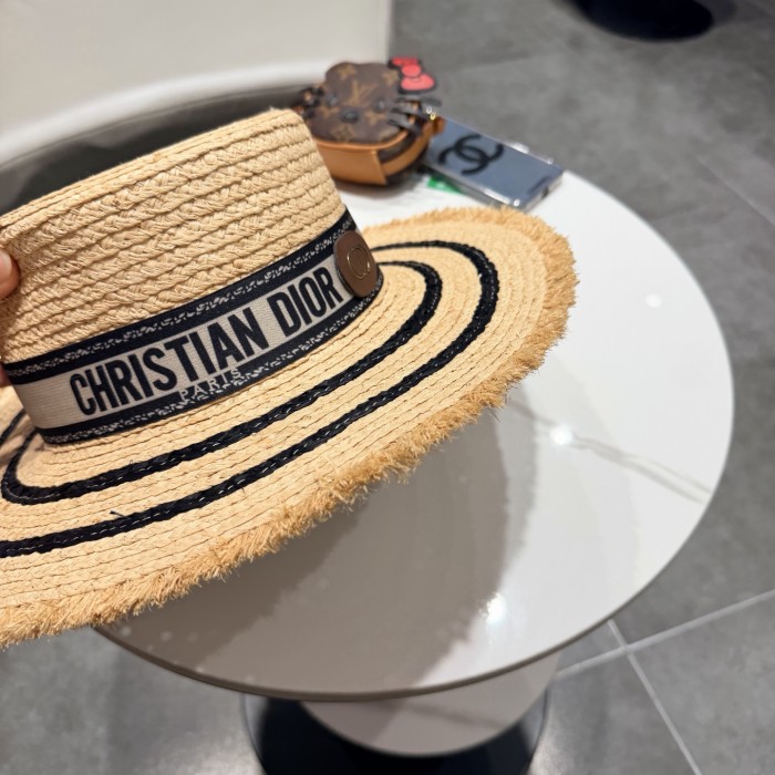 Dior Womens Raffia Straw Hat Luxury Brand Design Dior Cap with Original Box Whatsapp 【+1-3239614486】