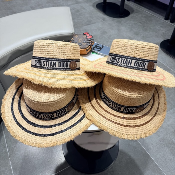 Dior Womens Raffia Straw Hat Luxury Brand Design Dior Cap with Original Box Whatsapp 【+1-3239614486】
