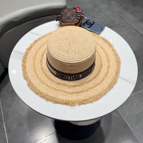 Dior Womens Raffia Straw Hat Luxury Brand Design Dior Cap with Original Box Whatsapp 【+1-3239614486】