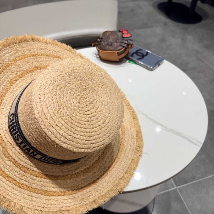 Dior Womens Raffia Straw Hat Luxury Brand Design Dior Cap with Original Box Whatsapp 【+1-3239614486】