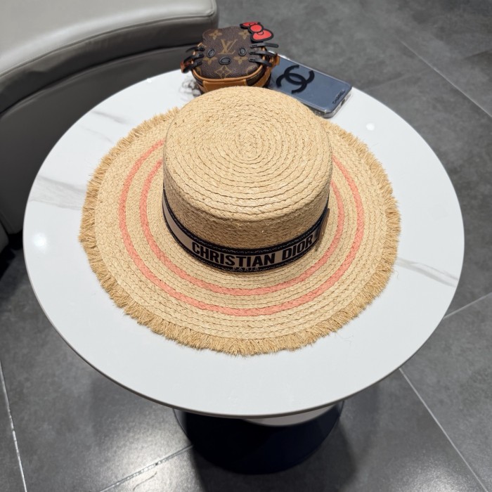 Dior Womens Raffia Straw Hat Luxury Brand Design Dior Cap with Original Box Whatsapp 【+1-3239614486】