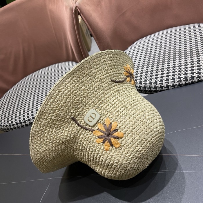 Dior Womens Raffia Straw Hat Luxury Brand Design Dior Cap with Original Box Whatsapp 【+1-3239614486】