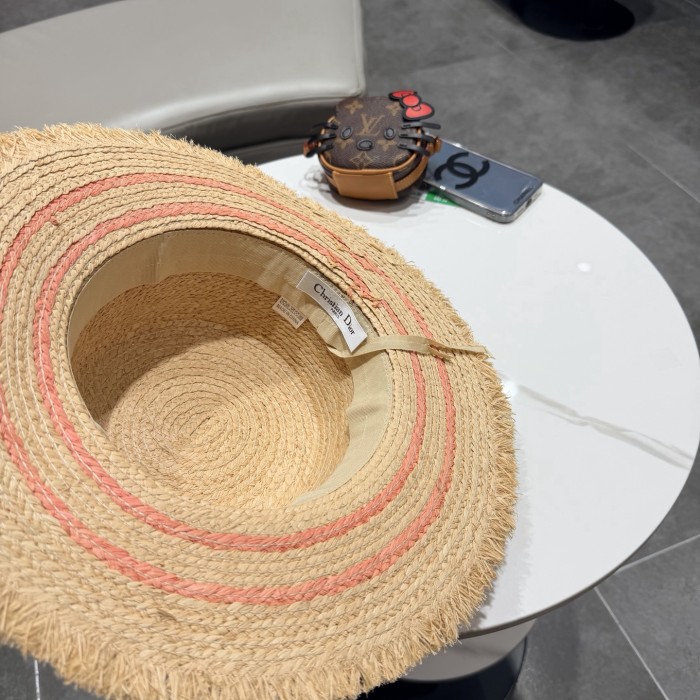Dior Womens Raffia Straw Hat Luxury Brand Design Dior Cap with Original Box Whatsapp 【+1-3239614486】