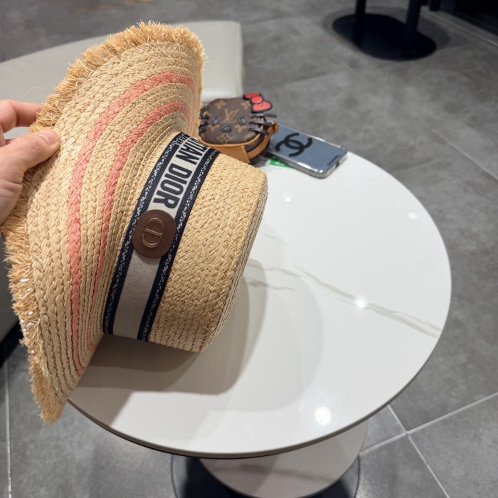 Dior Womens Raffia Straw Hat Luxury Brand Design Dior Cap with Original Box Whatsapp 【+1-3239614486】