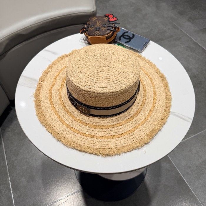 Dior Womens Raffia Straw Hat Luxury Brand Design Dior Cap with Original Box Whatsapp 【+1-3239614486】