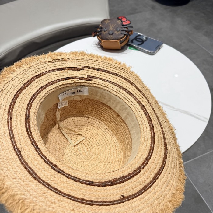 Dior Womens Raffia Straw Hat Luxury Brand Design Dior Cap with Original Box Whatsapp 【+1-3239614486】