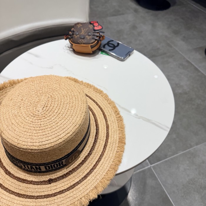 Dior Womens Raffia Straw Hat Luxury Brand Design Dior Cap with Original Box Whatsapp 【+1-3239614486】