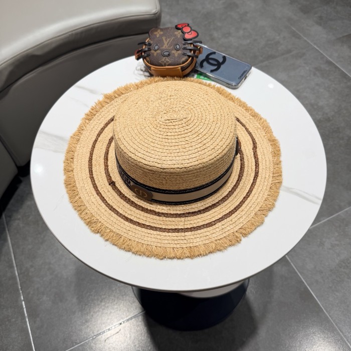 Dior Womens Raffia Straw Hat Luxury Brand Design Dior Cap with Original Box Whatsapp 【+1-3239614486】