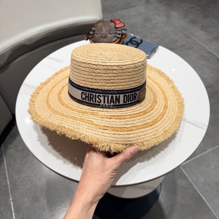 Dior Womens Raffia Straw Hat Luxury Brand Design Dior Cap with Original Box Whatsapp 【+1-3239614486】