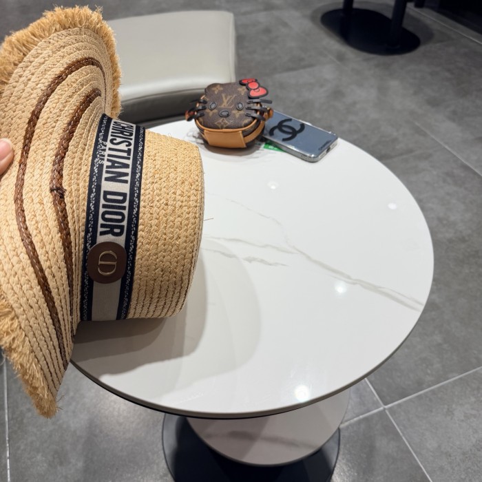 Dior Womens Raffia Straw Hat Luxury Brand Design Dior Cap with Original Box Whatsapp 【+1-3239614486】
