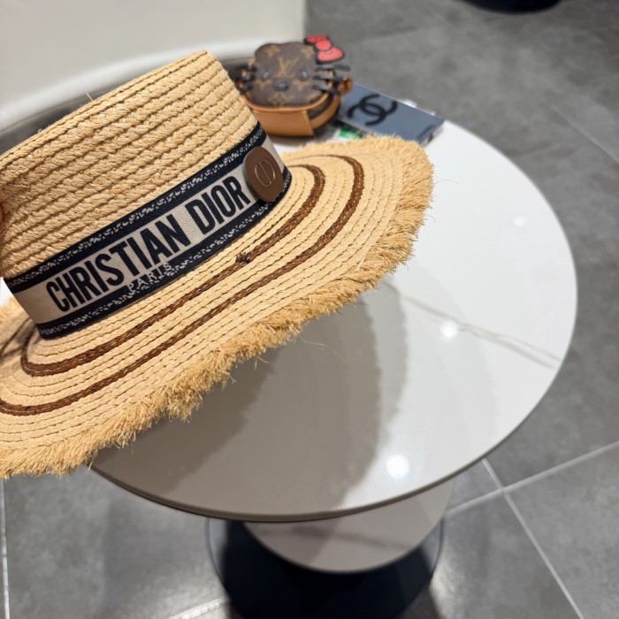 Dior Womens Raffia Straw Hat Luxury Brand Design Dior Cap with Original Box Whatsapp 【+1-3239614486】