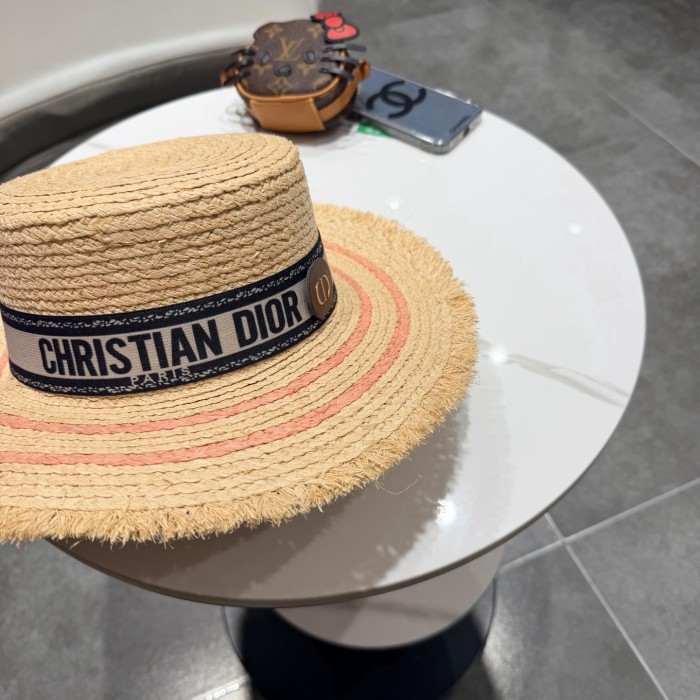 Dior Womens Raffia Straw Hat Luxury Brand Design Dior Cap with Original Box Whatsapp 【+1-3239614486】