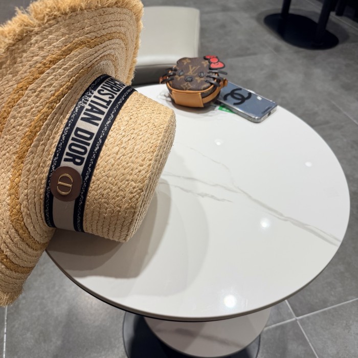 Dior Womens Raffia Straw Hat Luxury Brand Design Dior Cap with Original Box Whatsapp 【+1-3239614486】