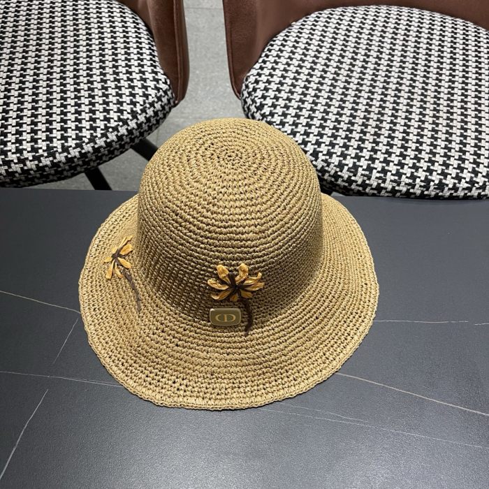 Dior Womens Raffia Straw Hat Luxury Brand Design Dior Cap with Original Box Whatsapp 【+1-3239614486】